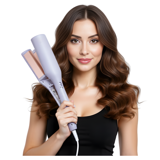 Ceramic dual-barrel hair waver with anti-scald silicone tip