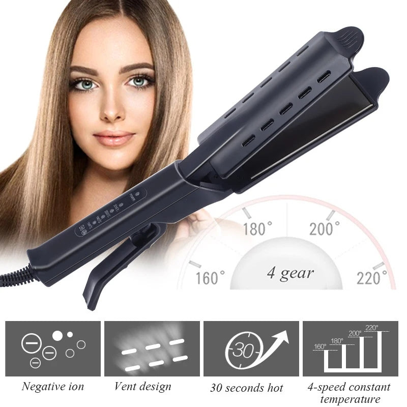 Ceramic dual-barrel hair waver with anti-scald silicone tip