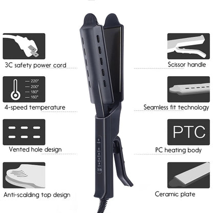 Ceramic dual-barrel hair waver with anti-scald silicone tip