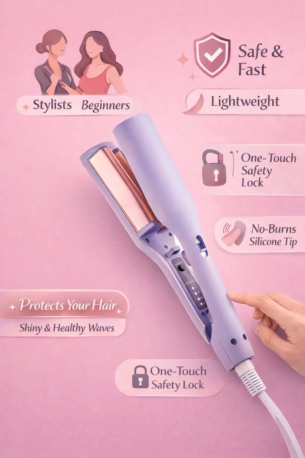 32mm French curling iron. Professional waves